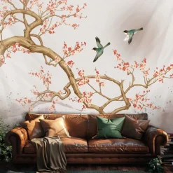 Floral Hummingbirds Hanging Tapestry Wall Art Large Tapestry Mural Decor Photograph Backdrop Blanket Curtain Home Bedroom Living Room Decoration Spring Summer