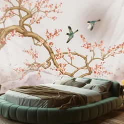 Floral Hummingbirds Hanging Tapestry Wall Art Large Tapestry Mural Decor Photograph Backdrop Blanket Curtain Home Bedroom Living Room Decoration Spring Summer