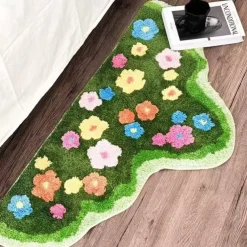 Floral Irregular Velvet Doormat Kitchen Mat Floor Mat Non-Slip Area Rug Oil Proof Rug Indoor Outdoor Mat Bedroom Decor Bathroom Mat Entrance Rug