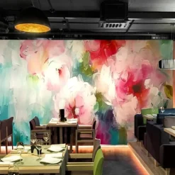 Floral Landscape Traditional Chinese Painting Home Decoration Comtemporary Floral Wall Covering, Canvas PVC / Vinyl Material Adhesive required Mural, Room Wallcovering