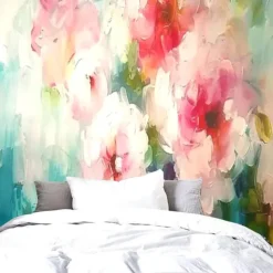 Floral Landscape Traditional Chinese Painting Home Decoration Comtemporary Floral Wall Covering, Canvas PVC / Vinyl Material Adhesive required Mural, Room Wallcovering