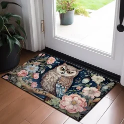 Floral Owl Doormat Floor Mats Washable Rugs Kitchen Mat Non-Slip Oil Proof Boho Rug Indoor Outdoor Mat Bedroom Decor Bathroom Mat Entrance Rug