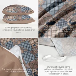 Floral Patchwork Duvet Cover Full Size Bedding Set Cotton Bed Sets Quilt Cover Soft Lightweight Comforter Cover with 2 Pillowcases for Summer Spring