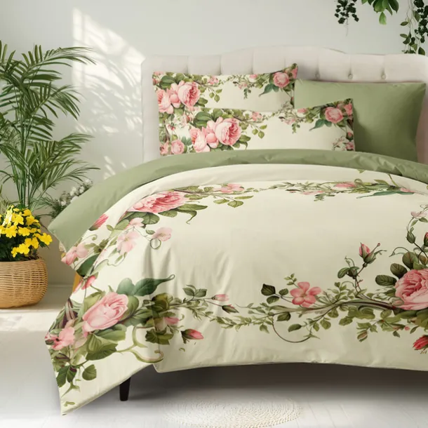 Floral Pattern Duvet Cover Set King Queen Size Comforter Set,Printed Comforter Cover Cotton Bedding Sets With Envelope Pillowcase, Room Decor