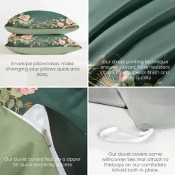 Floral Pattern Duvet Cover Set King Queen Size Comforter Set,Printed Comforter Cover Cotton Bedding Sets With Envelope Pillowcase, Room Decor