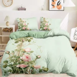 Floral Pattern Duvet Cover Set King Queen Size Comforter Set,Printed Comforter Cover Cotton Bedding Sets With Envelope Pillowcase, Room Decor