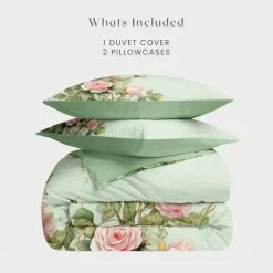 Floral Pattern Duvet Cover Set King Queen Size Comforter Set,Printed Comforter Cover Cotton Bedding Sets With Envelope Pillowcase, Room Decor