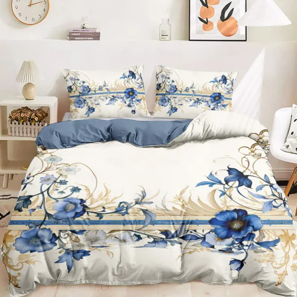 Floral Pattern Duvet Cover Set King Queen Size Comforter Set,Printed Comforter Cover Cotton Bedding Sets With Envelope Pillowcase, Room Decor