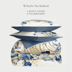 Floral Pattern Duvet Cover Set King Queen Size Comforter Set,Printed Comforter Cover Cotton Bedding Sets With Envelope Pillowcase, Room Decor