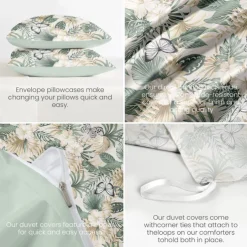 Floral Pattern Duvet Cover Full Size Bedding Set Bed Sets Quilt Cover Soft Lightweight Comforter Cover with 2 Pillowcases for Summer Spring