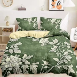 Floral Pattern Duvet Cover Set Comforter Set Soft 3-Piece Luxury Cotton Bedding Set Home Decor Gift King Queen Full Sizehree Piece Set