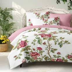 Floral Pattern Duvet Cover Set Set Soft 3-Piece Luxury Cotton Bedding Set Home Decor Gift King Queen Duvet Cover