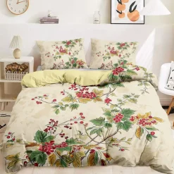 Floral Pattern Duvet Cover Set Set Soft 3-Piece Luxury Cotton Bedding Set Home Decor Gift King Queen Duvet Cover