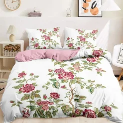 Floral Pattern Duvet Cover Set Set Soft 3-Piece Luxury Cotton Bedding Set Home Decor Gift King Queen Duvet Cover