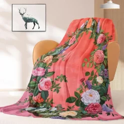 Floral Pattern Throws Blanket Flannel Throw Blankets Warm All Seasons Gifts Big Blanket