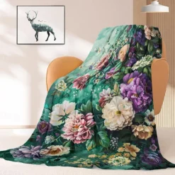Floral Pattern Throws Blanket Flannel Throw Blankets Warm All Seasons Gifts Big Blanket