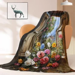 Floral Pattern Throws Blanket Flannel Throw Blankets Warm All Seasons Gifts Big Blanket