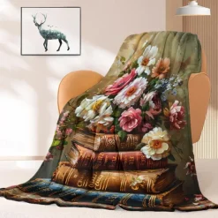 Floral Pattern Throws Blanket Flannel Throw Blankets Warm All Seasons Gifts Big Blanket