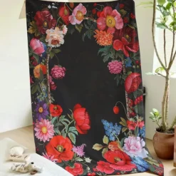 Floral Pattern Throws Blanket Flannel Throw Blankets Warm All Seasons Gifts Big Blanket