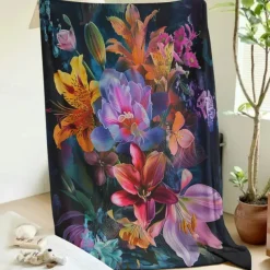 Floral Pattern Throws Blanket Flannel Throw Blankets Warm All Seasons Gifts Big Blanket