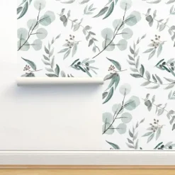 Floral Plants Wallpaper Peel and Stick Wall Sticker Removable Pvc/Vinyl Self Adhesive 17.7''x118'' (45cmx300cm)