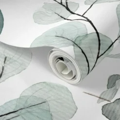Floral Plants Wallpaper Peel and Stick Wall Sticker Removable Pvc/Vinyl Self Adhesive 17.7''x118'' (45cmx300cm)