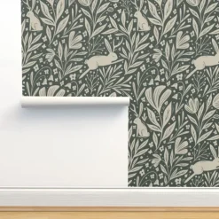 Floral Plants Wallpaper Peel and Stick Wall Sticker Removable Pvc/Vinyl Self Adhesive 17.7''x118'' (45cmx300cm)