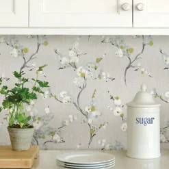 Floral Plants Wallpaper Peel and Stick Wall Sticker Removable Pvc/Vinyl Self Adhesive 17.7''x118'' (45cmx300cm)