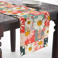 Floral Print Country Style Table Runner, Kitchen Dining Table Decor, Print Decor Table Runners for Indoor Outdoor Home Farmhouse Holiday Wedding Birthday Party Decoration