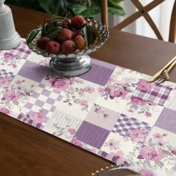 Floral Print Country Style Table Runner, Kitchen Dining Table Decor, Print Decor Table Runners for Indoor Outdoor Home Farmhouse Holiday Wedding Birthday Party Decoration