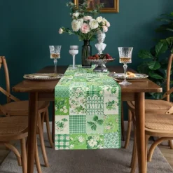 Floral Print Country Style Table Runner, Kitchen Dining Table Decor, Print Decor Table Runners for Indoor Outdoor Home Farmhouse Holiday Wedding Birthday Party Decoration
