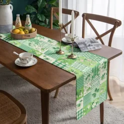 Floral Print Country Style Table Runner, Kitchen Dining Table Decor, Print Decor Table Runners for Indoor Outdoor Home Farmhouse Holiday Wedding Birthday Party Decoration