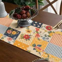 Floral Print Country Style Table Runner, Kitchen Dining Table Decor, Print Decor Table Runners for Indoor Outdoor Home Farmhouse Holiday Wedding Birthday Party Decoration