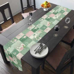 Floral Print Country Style Table Runner, Kitchen Dining Table Decor, Print Decor Table Runners for Indoor Outdoor Home Farmhouse Holiday Wedding Birthday Party Decoration