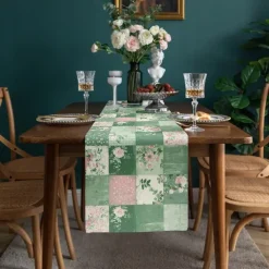 Floral Print Country Style Table Runner, Kitchen Dining Table Decor, Print Decor Table Runners for Indoor Outdoor Home Farmhouse Holiday Wedding Birthday Party Decoration