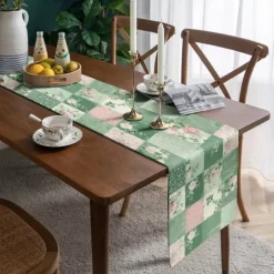 Floral Print Country Style Table Runner, Kitchen Dining Table Decor, Print Decor Table Runners for Indoor Outdoor Home Farmhouse Holiday Wedding Birthday Party Decoration