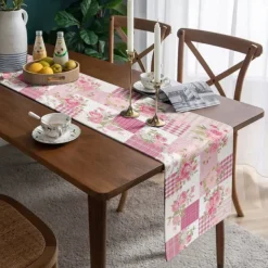 Floral Print Country Style Table Runner, Kitchen Dining Table Decor, Print Decor Table Runners for Indoor Outdoor Home Farmhouse Holiday Wedding Birthday Party Decoration