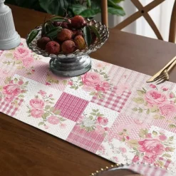 Floral Print Country Style Table Runner, Kitchen Dining Table Decor, Print Decor Table Runners for Indoor Outdoor Home Farmhouse Holiday Wedding Birthday Party Decoration