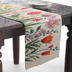 Floral Print Table Runner, Kitchen Dining Table Decor, Print Decor Table Runners for Indoor Outdoor Home Farmhouse Holiday Wedding Birthday Party Decoration