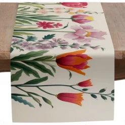 Floral Print Table Runner, Kitchen Dining Table Decor, Print Decor Table Runners for Indoor Outdoor Home Farmhouse Holiday Wedding Birthday Party Decoration