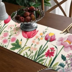 Floral Print Table Runner, Kitchen Dining Table Decor, Print Decor Table Runners for Indoor Outdoor Home Farmhouse Holiday Wedding Birthday Party Decoration