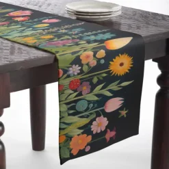 Floral Print Table Runner, Kitchen Dining Table Decor, Print Decor Table Runners for Indoor Outdoor Home Farmhouse Holiday Wedding Birthday Party Decoration