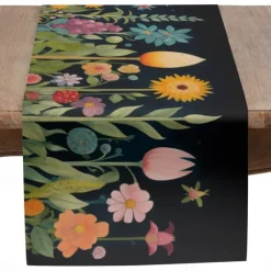 Floral Print Table Runner, Kitchen Dining Table Decor, Print Decor Table Runners for Indoor Outdoor Home Farmhouse Holiday Wedding Birthday Party Decoration