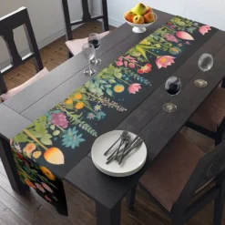 Floral Print Table Runner, Kitchen Dining Table Decor, Print Decor Table Runners for Indoor Outdoor Home Farmhouse Holiday Wedding Birthday Party Decoration