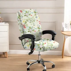 Floral Printed Office Chair Cover High Back Dining Chair Cover Stylish and Stretchy Slipcover Durable Furniture Protector for a Comfortable and Elegant Workspace Decor
