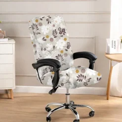 Floral Printed Office Chair Cover High Back Dining Chair Cover Stylish and Stretchy Slipcover Durable Furniture Protector for a Comfortable and Elegant Workspace Decor