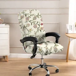 Floral Printed Office Chair Cover High Back Dining Chair Cover Stylish and Stretchy Slipcover Durable Furniture Protector for a Comfortable and Elegant Workspace Decor