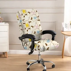 Floral Printed Office Chair Cover High Back Dining Chair Cover Stylish and Stretchy Slipcover Durable Furniture Protector for a Comfortable and Elegant Workspace Decor