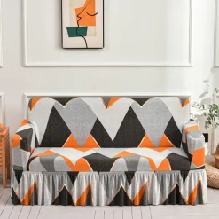 Floral Printed Sofa Cover Stretch Slipcovers with Skirt,Soft Durable Couch Cover 1 Piece Spandex Fabric Washable Furniture Protector fit Armchair Seat/Loveseat/Sofa/XL Sofa/L Shape Sofa