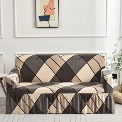 Floral Printed Sofa Cover Stretch Slipcovers with Skirt,Soft Durable Couch Cover 1 Piece Spandex Fabric Washable Furniture Protector fit Armchair Seat/Loveseat/Sofa/XL Sofa/L Shape Sofa